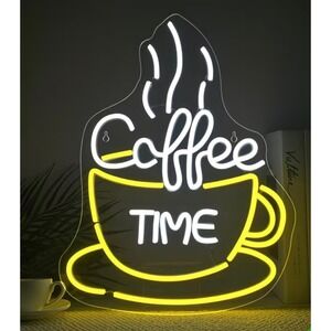 Coffee Neon Light LED Sign Yellow White Excellent Kitchen Cafe Decor
